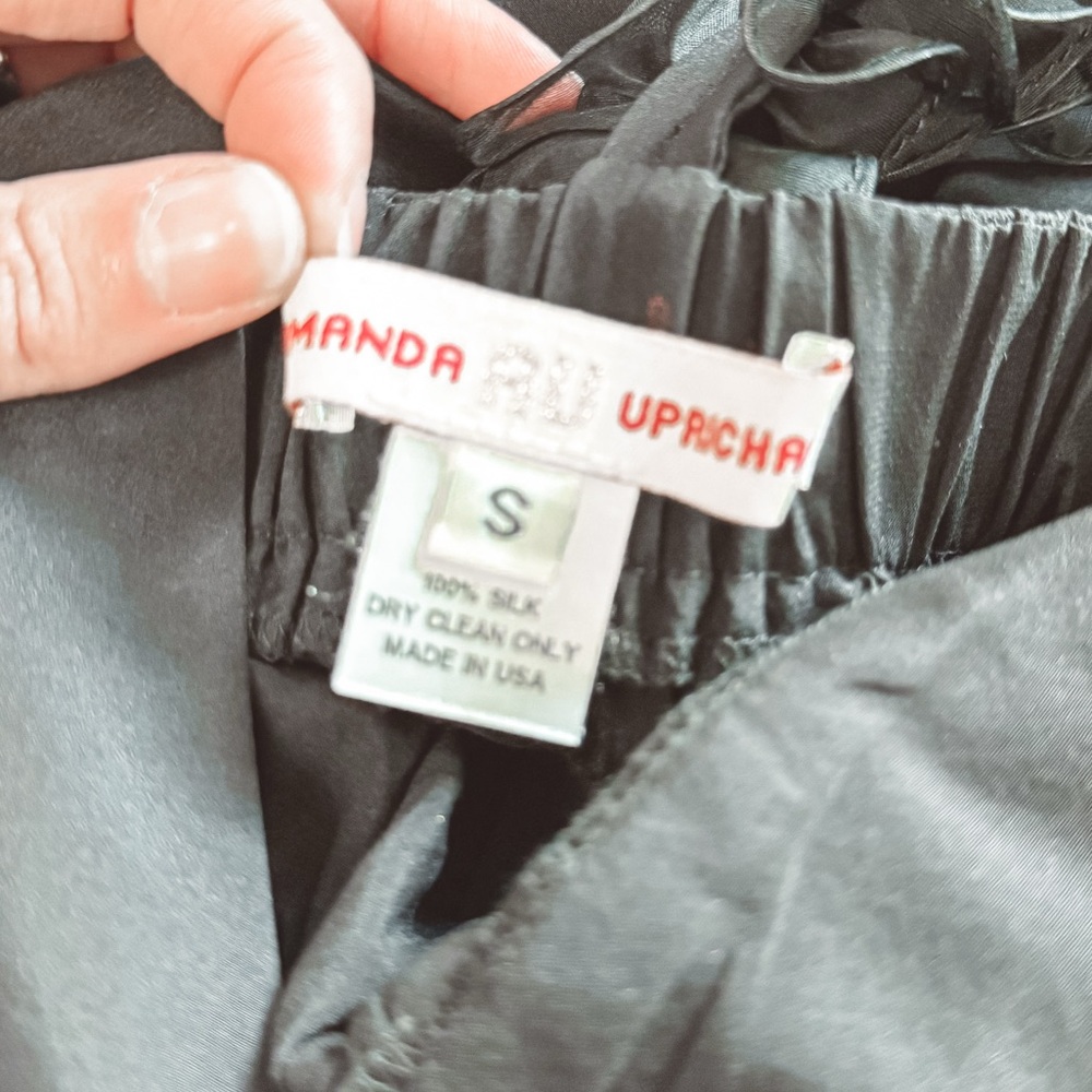 Amanda Uprichard Ruffle Strap Back V‎ Neck Silk Black Mini Dress Small - Picture 8 of 8
